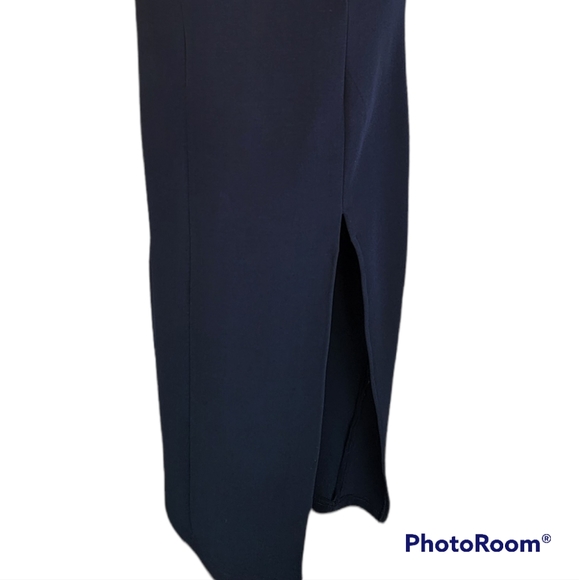 Bari-Jay Black and White Full Length Gown w/Front Slit..Sz. S - Picture 2 of 13